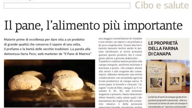 Il Pane di Matrice si racconta sulla Rivista “Gusto”